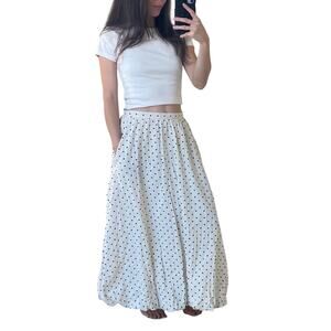 Primark White Black Polka Dot Midi Bubble Hem Skirt Size US 6 / EU 38